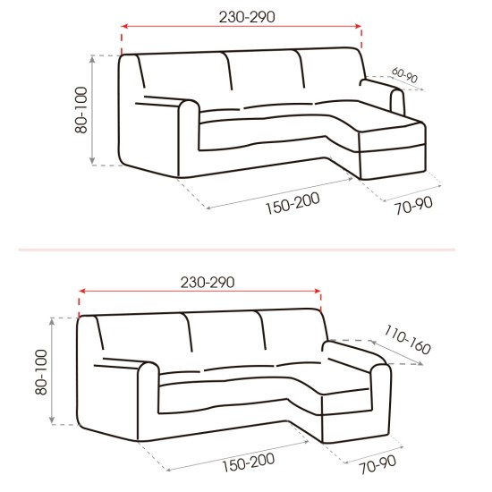 Funda De Sofá Chaise Longue Elástica